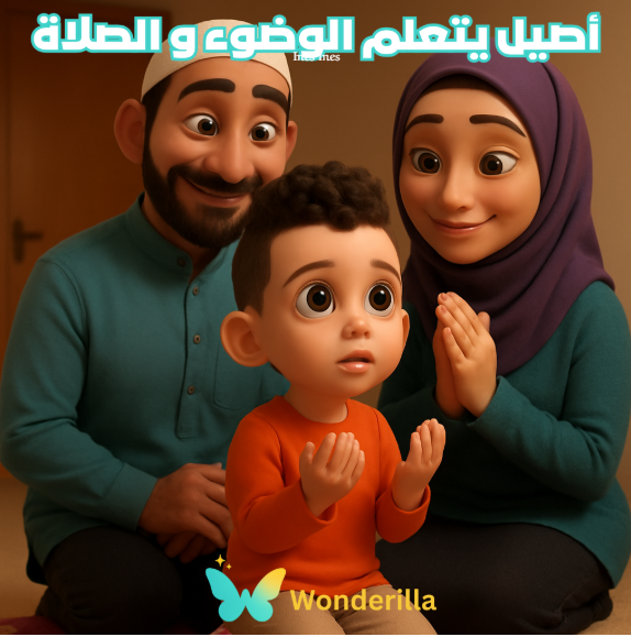 أصيل يتعلم الوضوء والصلاة
